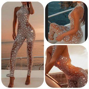 NEW sexy Burning Man Festival Rave sequins jumpsuit